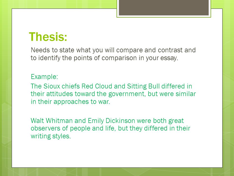 Comparison essay thesis sample