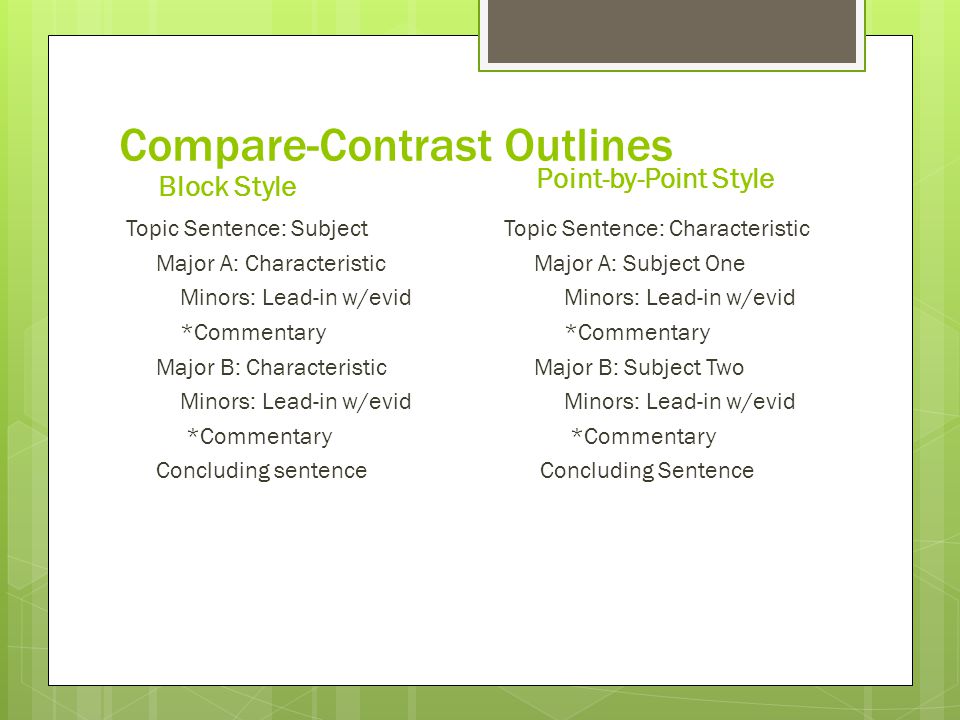Example compare contrast essay block style