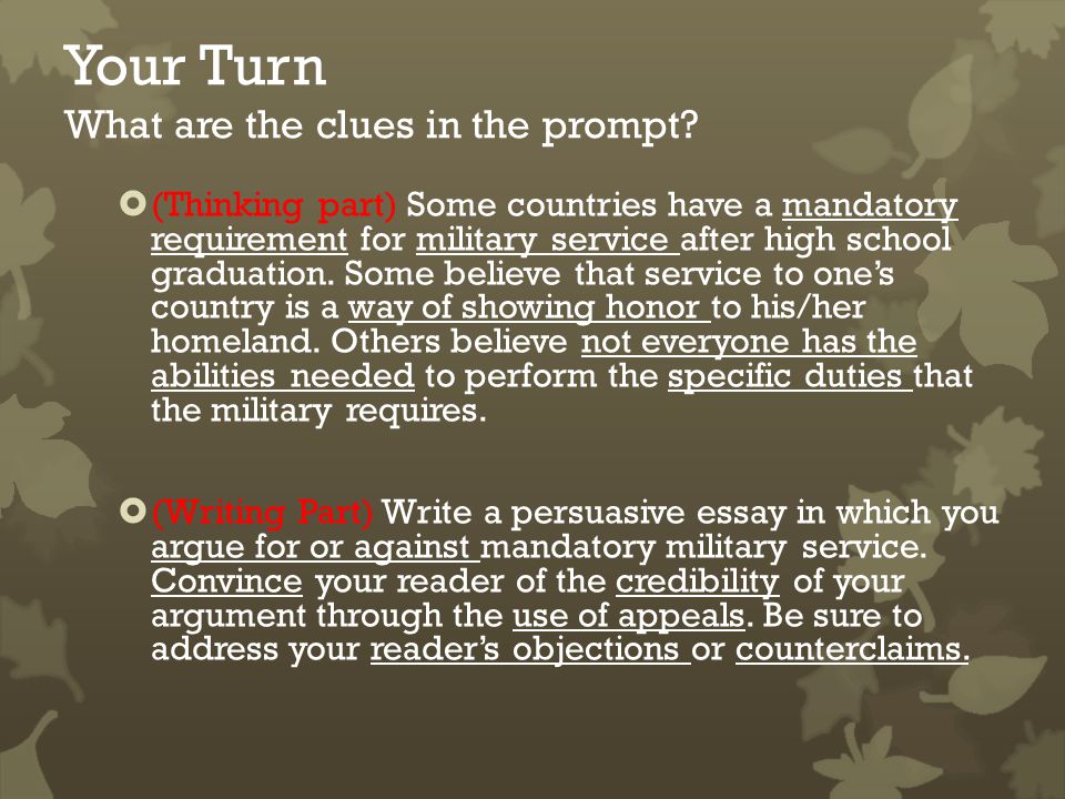 thesis statement for mandatory military service On the dual concepts of military jointness and thesis statement of the arab gulf states’ armed forces is required to. thesis statement for mandatory military service On the dual concepts of military jointness and thesis statement of the arab gulf states’ armed forces is required to.