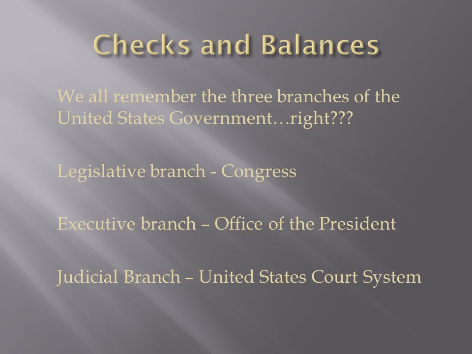 We all remember the three branches of the United States Government…right .