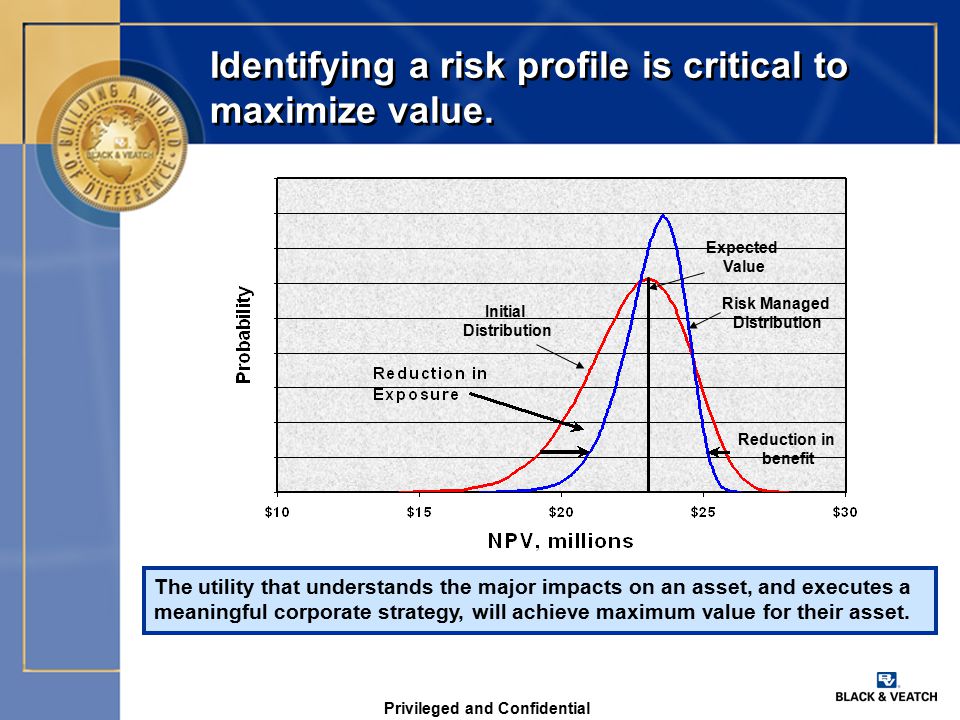 Privileged and Confidential Identifying a risk profile is critical to maximize value.