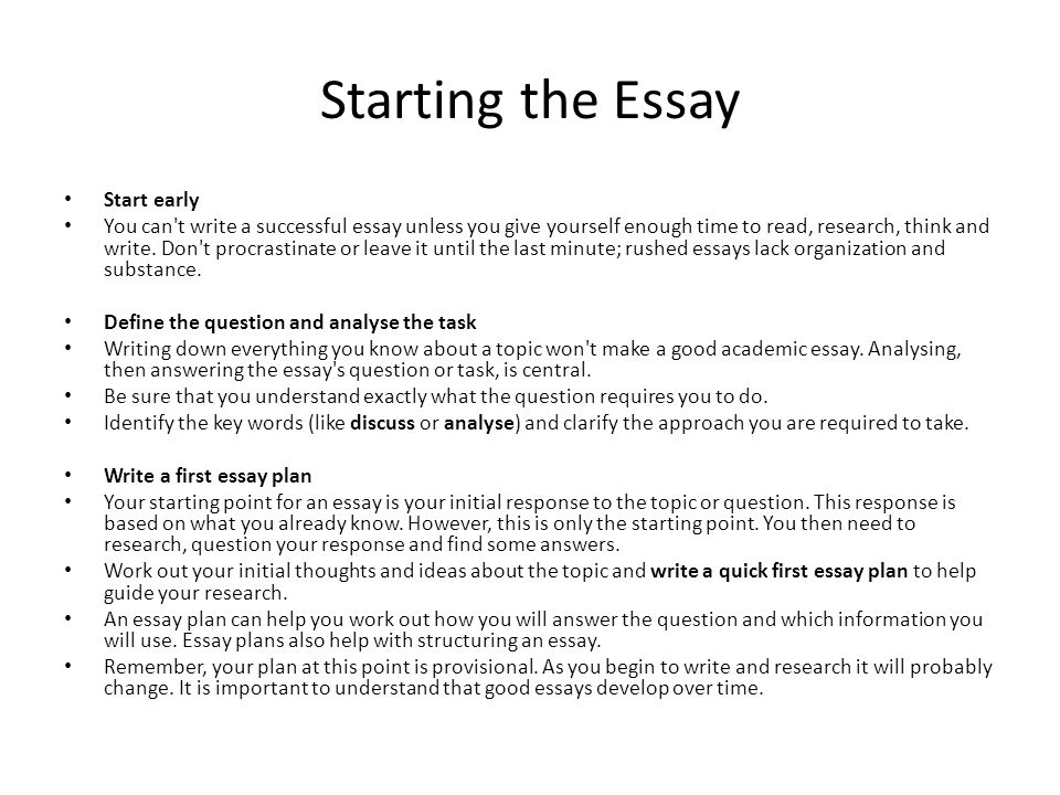 How start essay