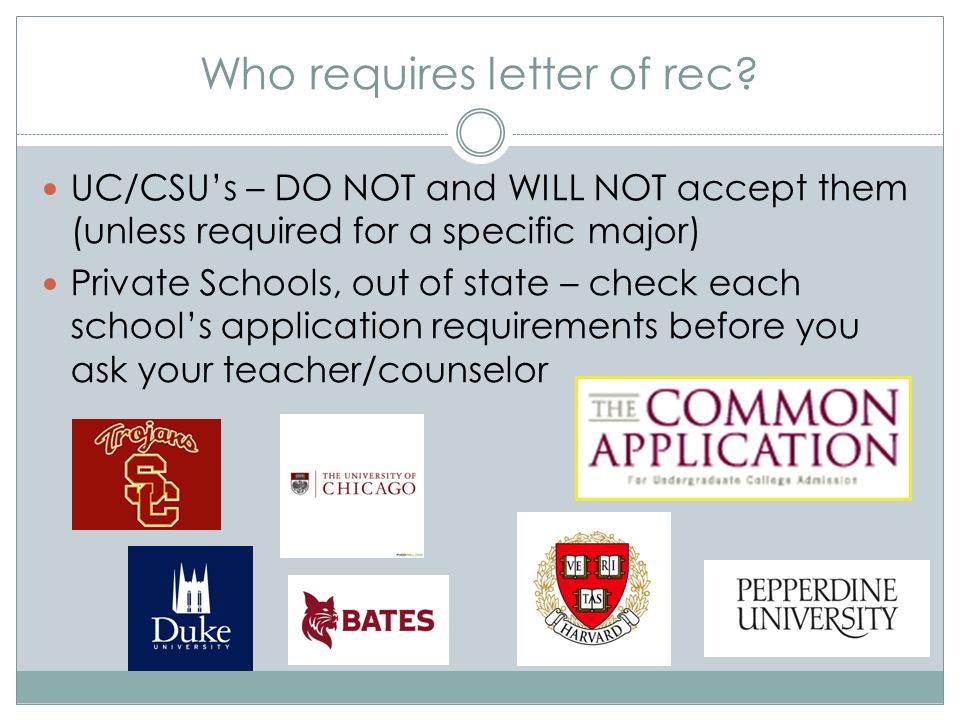Who requires letter of rec.