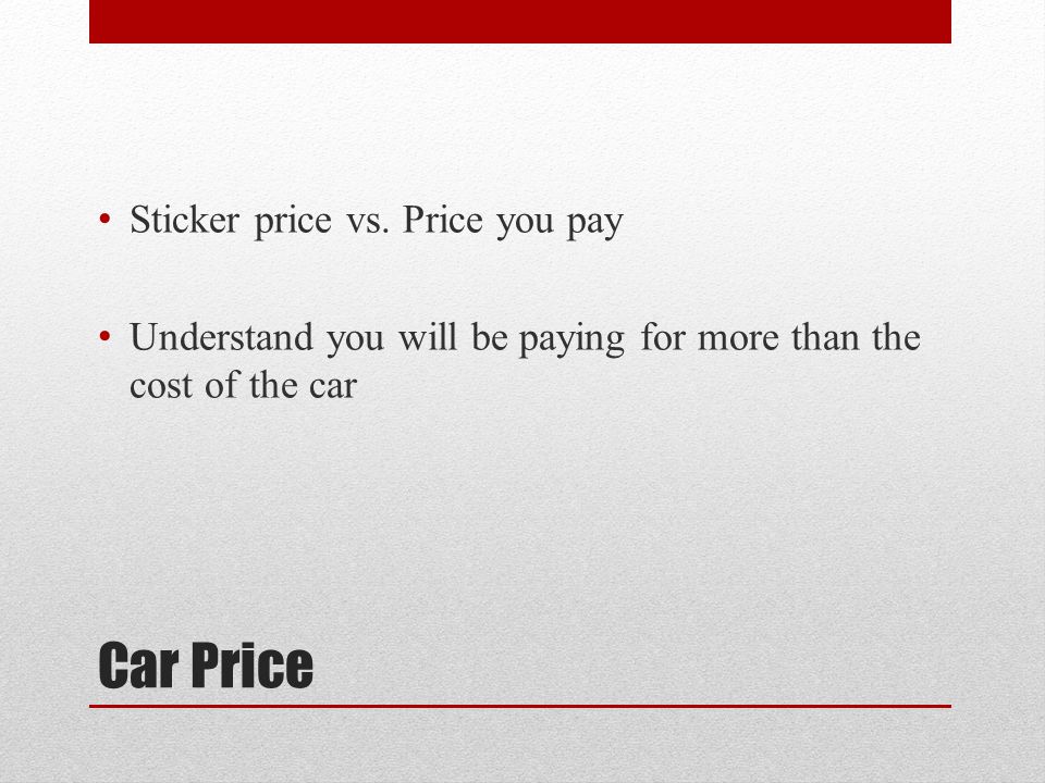 Car Price Sticker price vs.