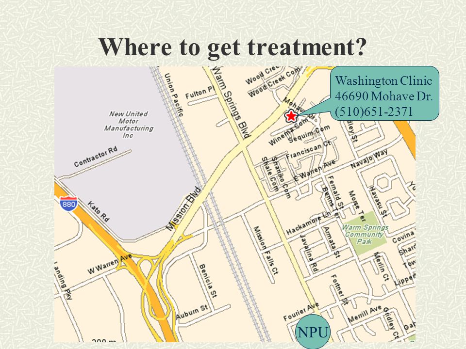 Where to get treatment NPU Washington Clinic Mohave Dr. (510)