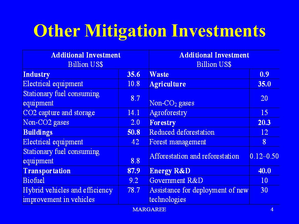 MARGAREE4 Other Mitigation Investments