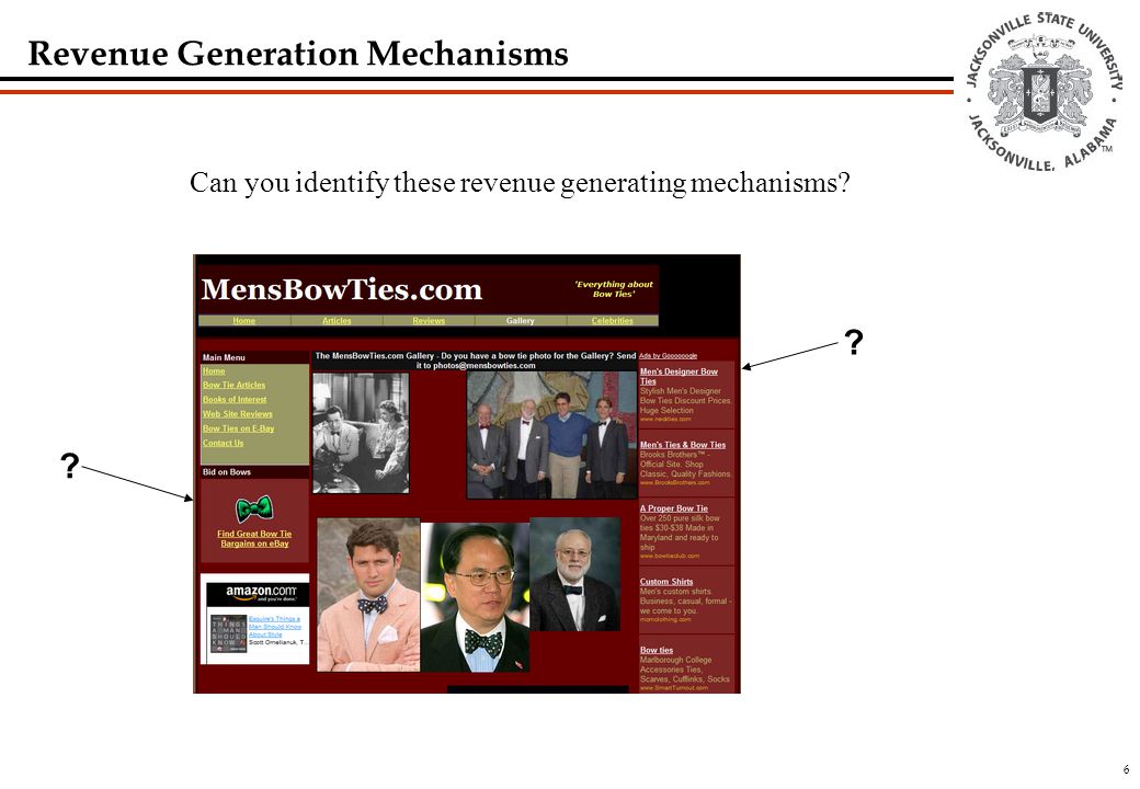 6 Revenue Generation Mechanisms Can you identify these revenue generating mechanisms