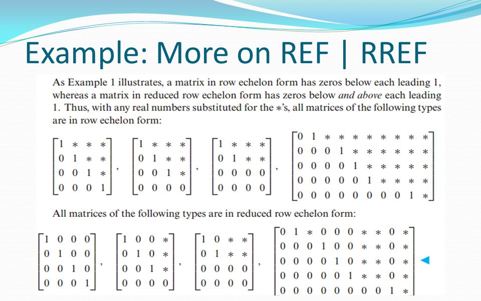 Example: More on REF | RREF