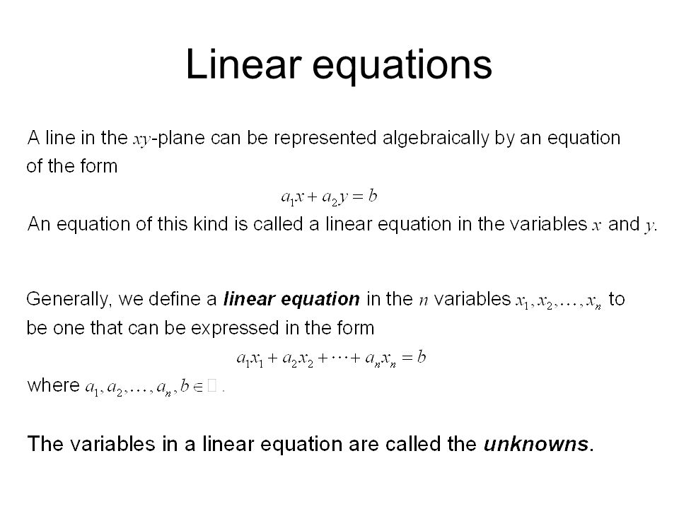 Linear equations