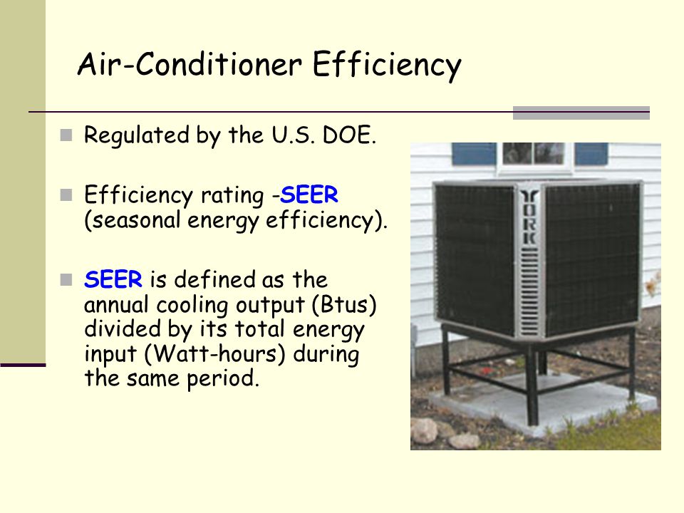 Air-Conditioner Efficiency Regulated by the U.S. DOE.