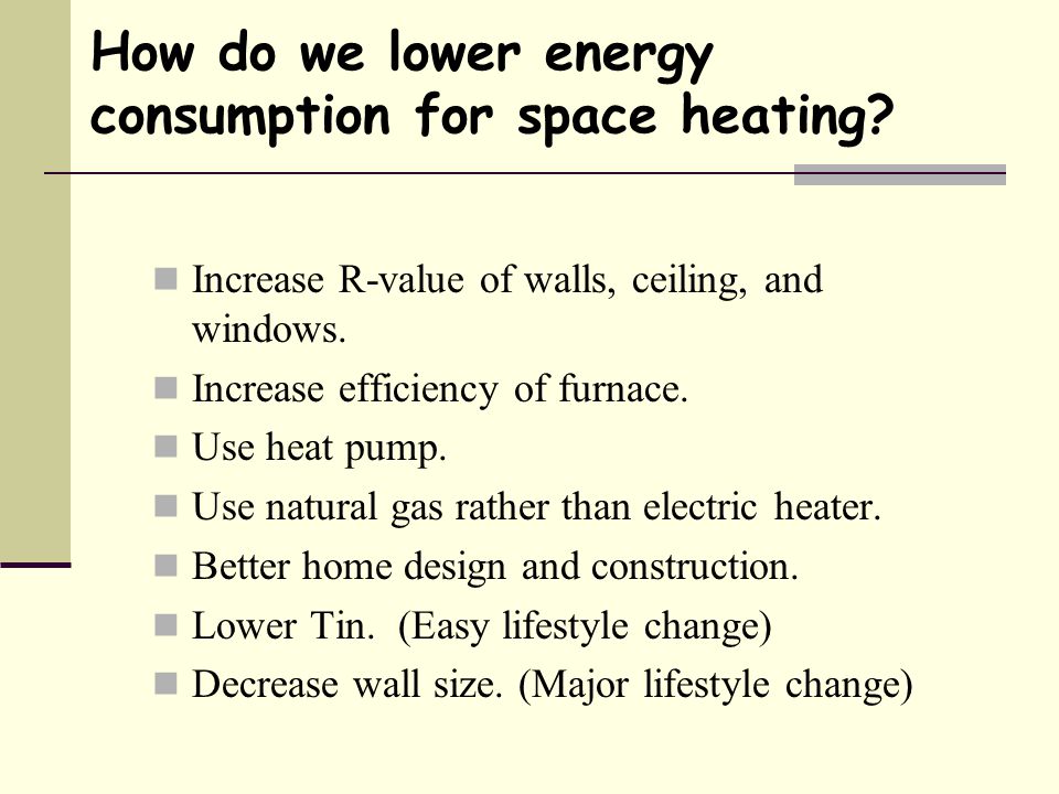 How do we lower energy consumption for space heating.