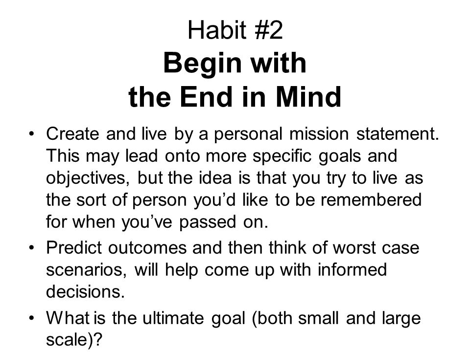 developing a personal mission statement