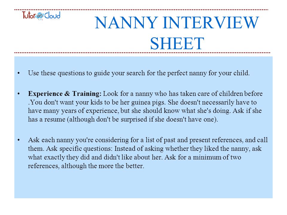 nanny interview questions