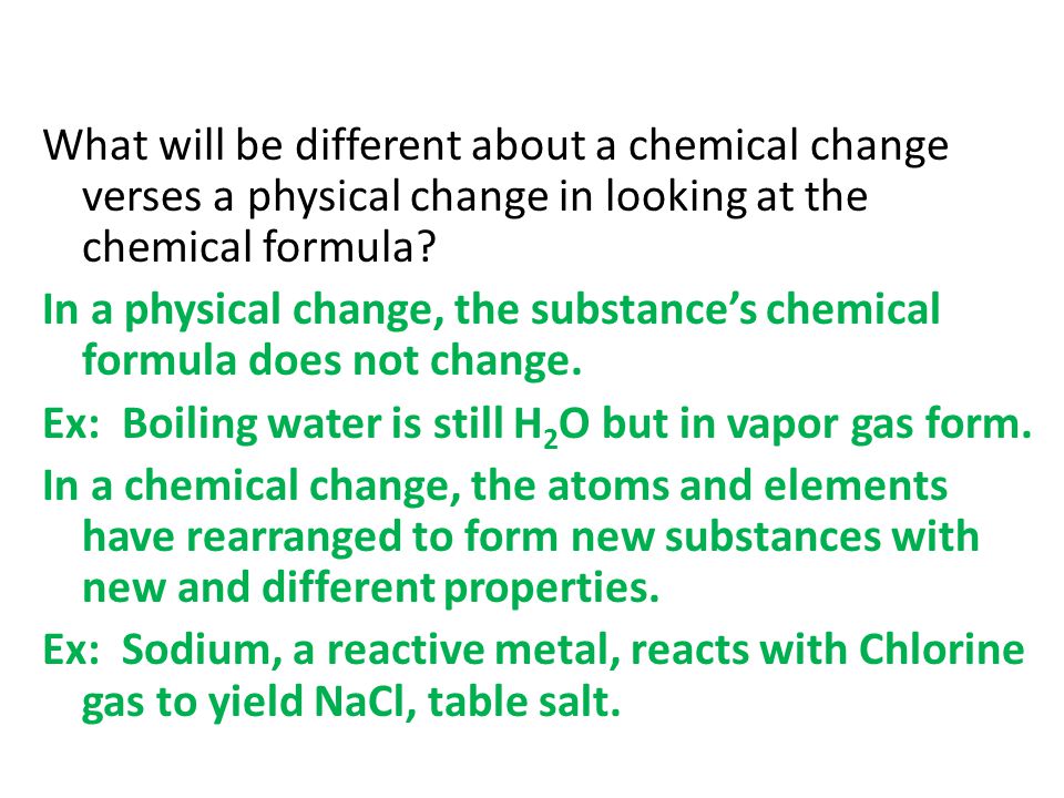 Chemical Equations And Formulas Test Review Subscripts Give The What Will Be Diffe About A Chemical Change Verses Physical In Looking At The