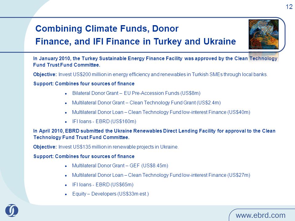In January 2010, the Turkey Sustainable Energy Finance Facility was approved by the Clean Technology Fund Trust Fund Committee.