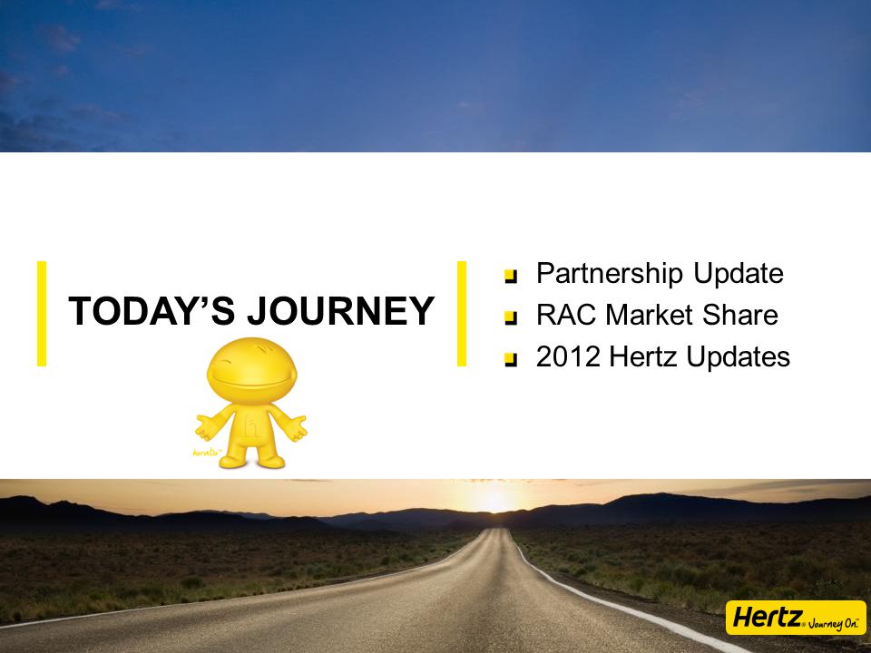 TODAY’S JOURNEY Partnership Update RAC Market Share 2012 Hertz Updates