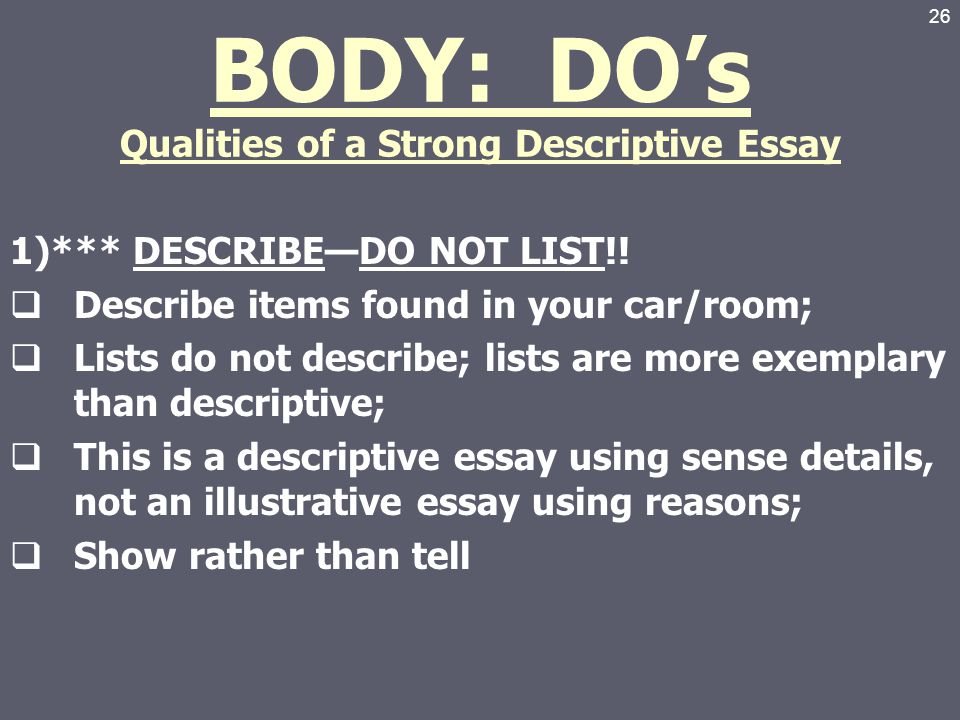 Describe room essay