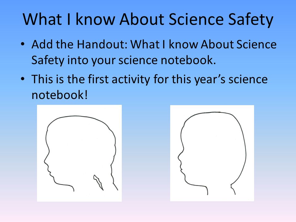 What I know About Science Safety Add the Handout: What I know About Science Safety into your science notebook.