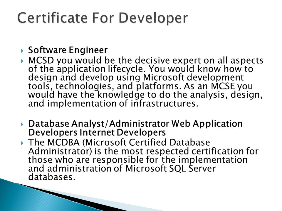  Software Engineer  MCSD you would be the decisive expert on all aspects of the application lifecycle.