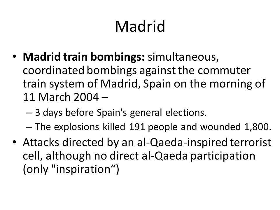 Image result for march 2004 bomb attacks on madrid spain commuter trains