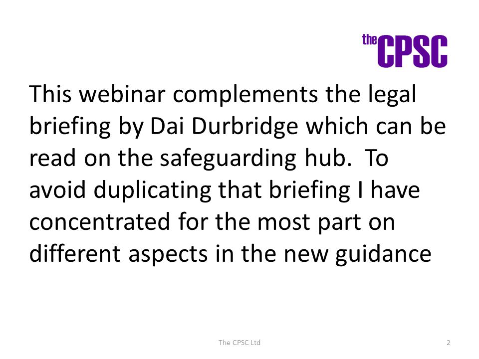 This webinar complements the legal briefing by Dai Durbridge which can be read on the safeguarding hub.