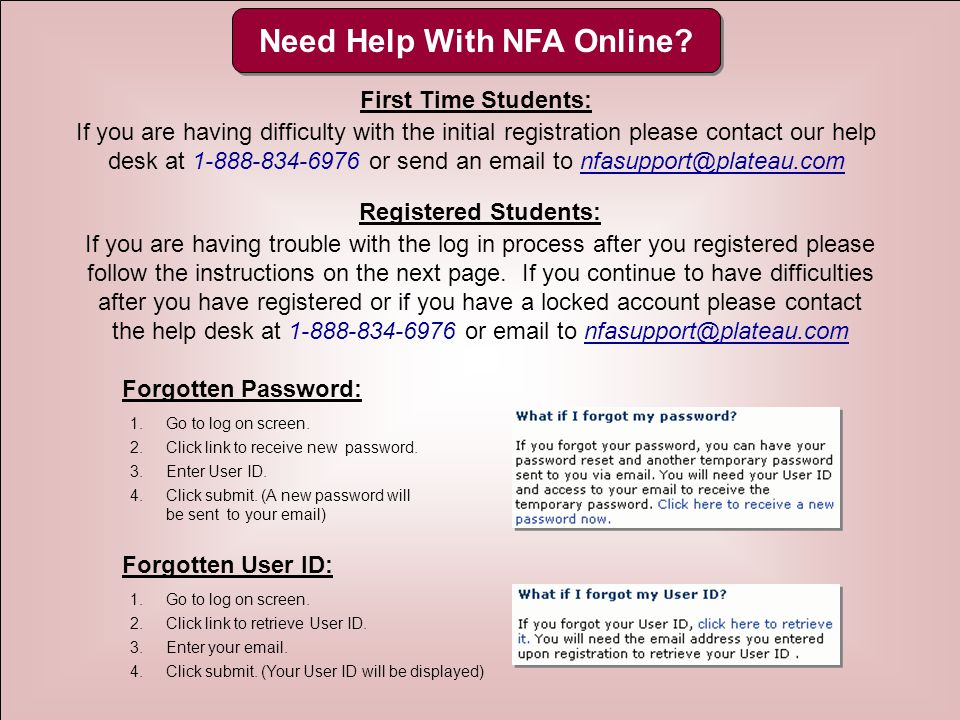 Need Help With NFA Online.