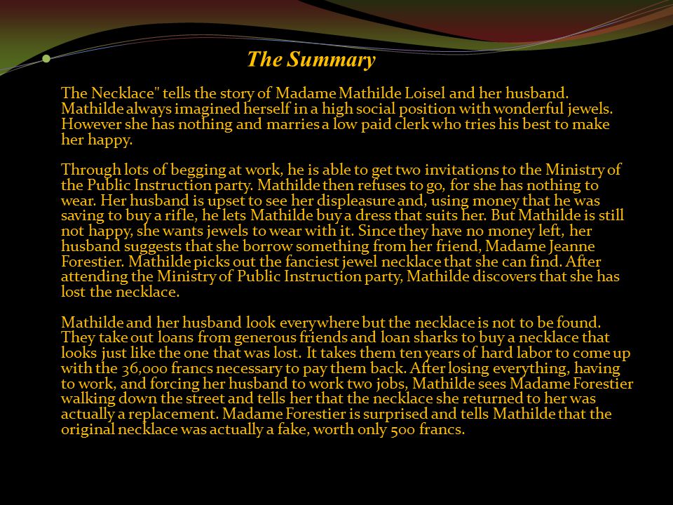 The Necklace Essay Topics