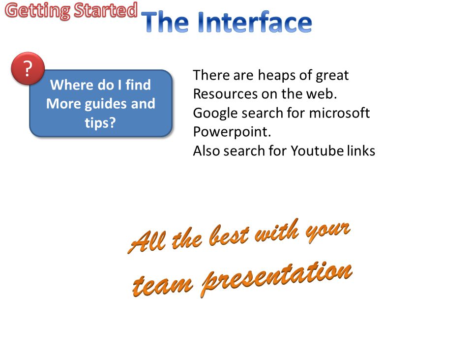 There are heaps of great Resources on the web. Google search for microsoft Powerpoint.