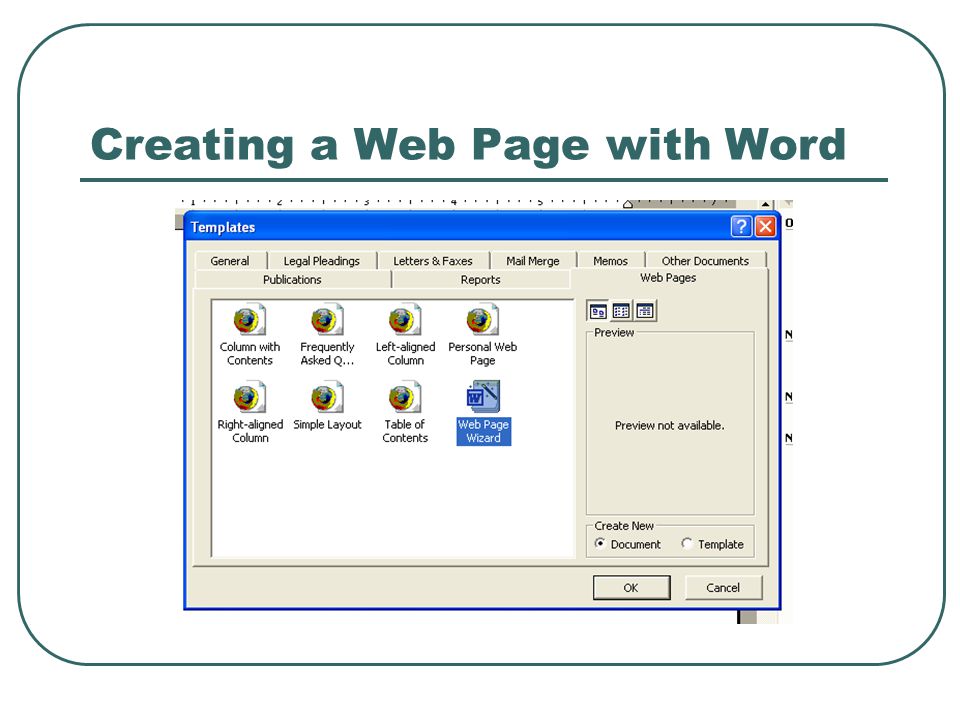 Creating a Web Page with Word