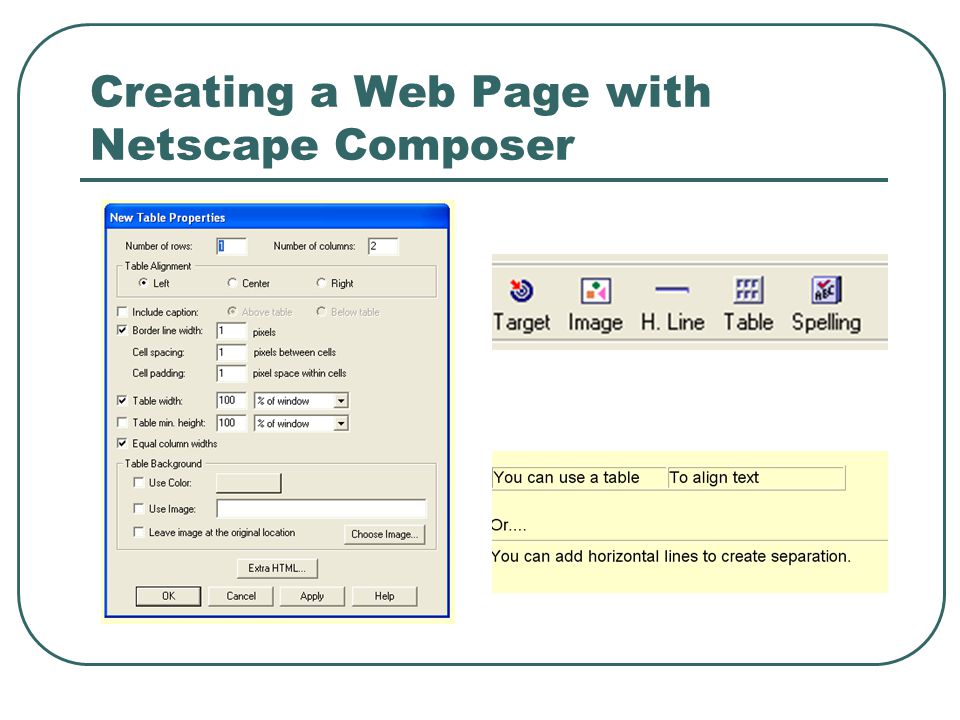 Creating a Web Page with Netscape Composer