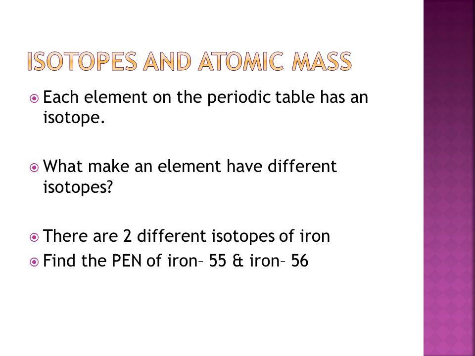  Each element on the periodic table has an isotope.