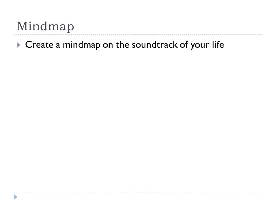 Mindmap  Create a mindmap on the soundtrack of your life