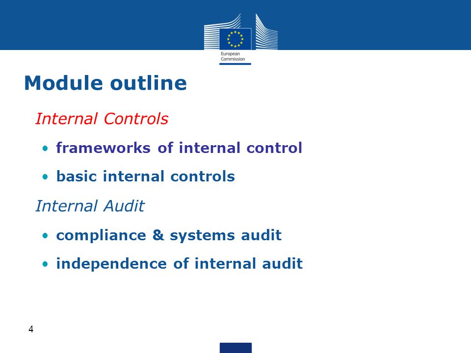Internal Controls frameworks of internal control basic internal controls Internal Audit compliance & systems audit independence of internal audit Module outline 4