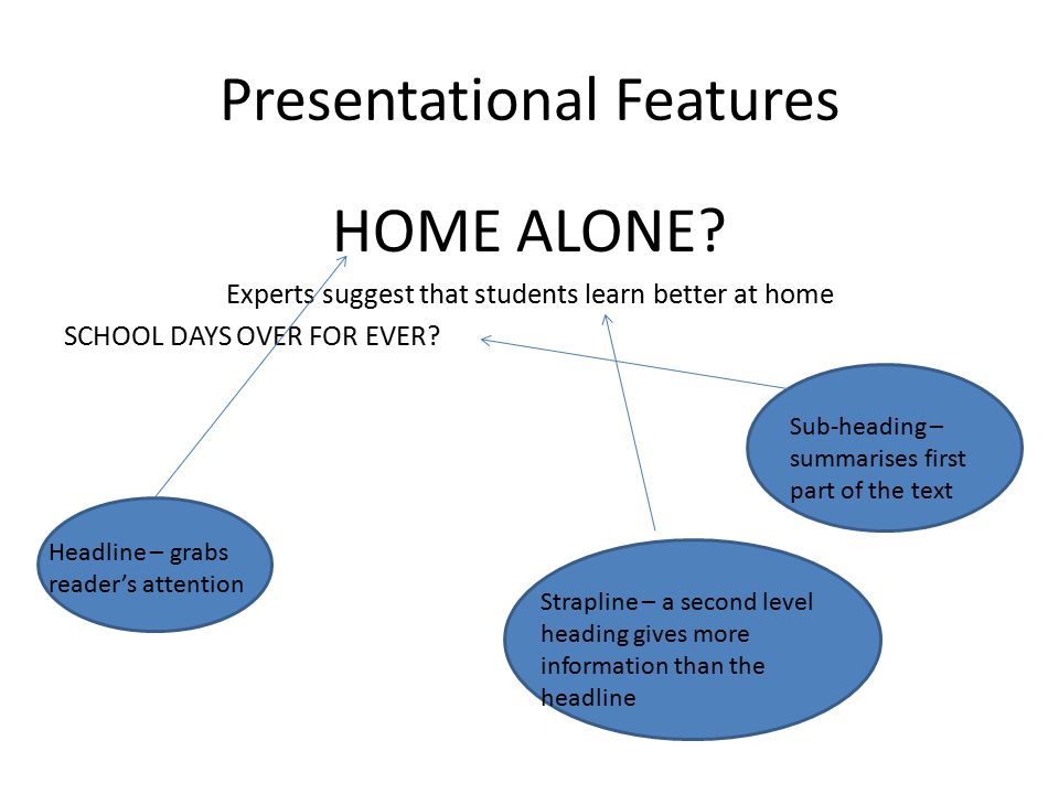 Presentational Features HOME ALONE.