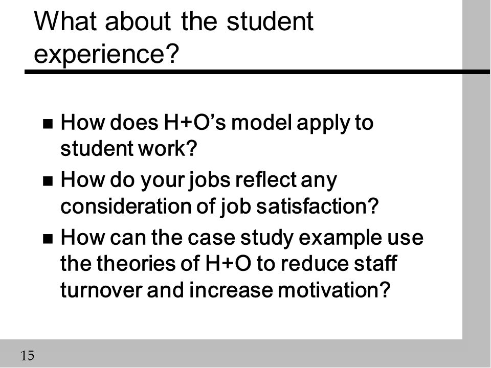 case study on motivation and job satisfaction Job satisfaction through training and development programmes- a case study at jk doi: 109790/487x-17440513 wwwiosrjournalsorg 7 | page. case study on motivation and job satisfaction Job satisfaction through training and development programmes- a case study at jk doi: 109790/487x-17440513 wwwiosrjournalsorg 7 | page.