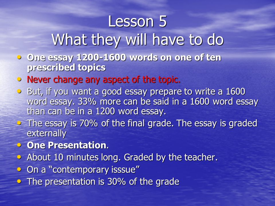 One Word Essay Topics