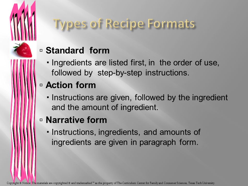 standard form recipe
