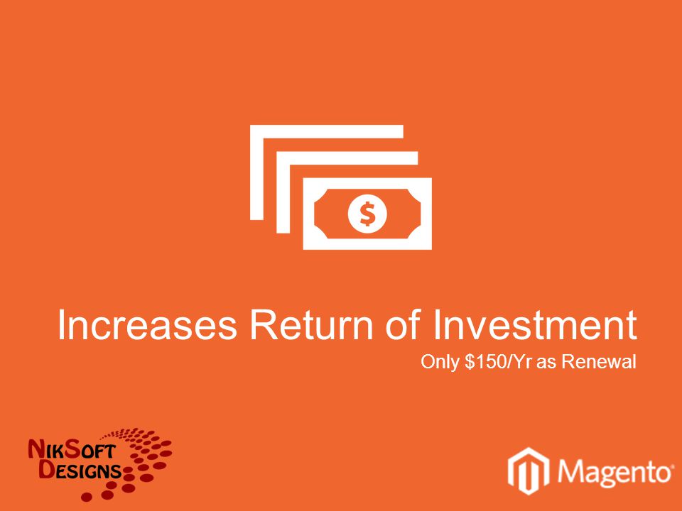 Increases Return of Investment Only $150/Yr as Renewal