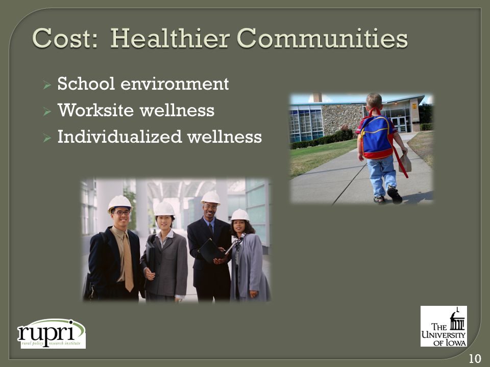  School environment  Worksite wellness  Individualized wellness 10
