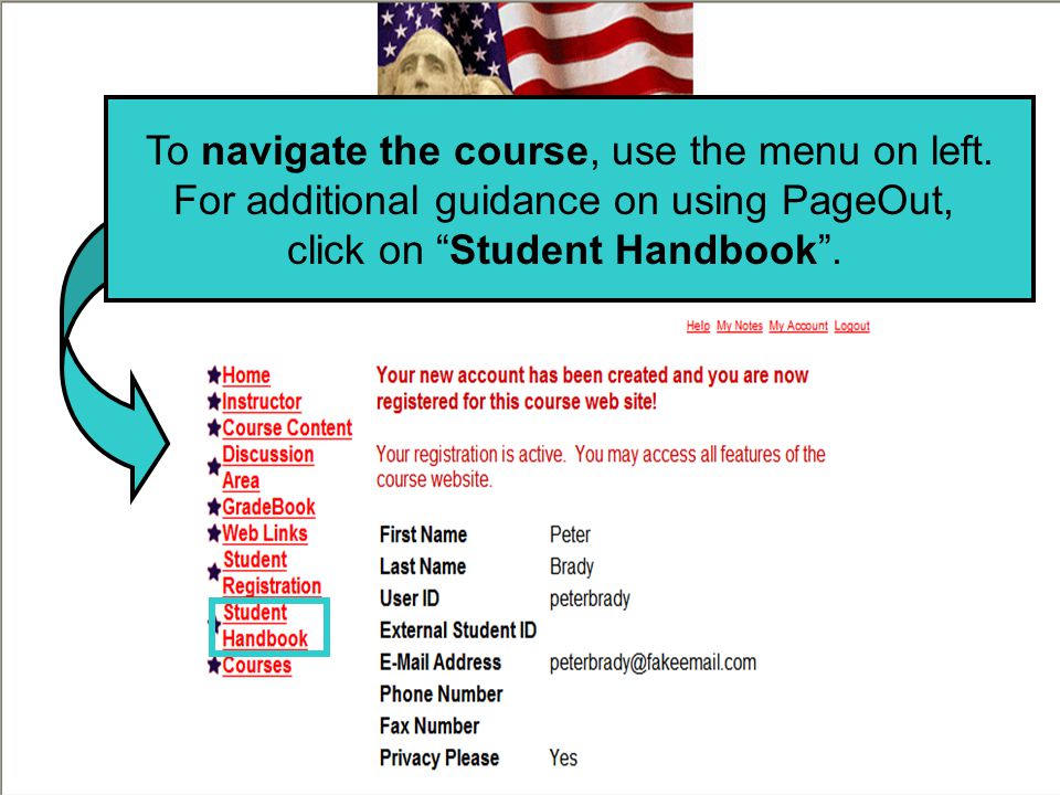 To navigate the course, use the menu on left.