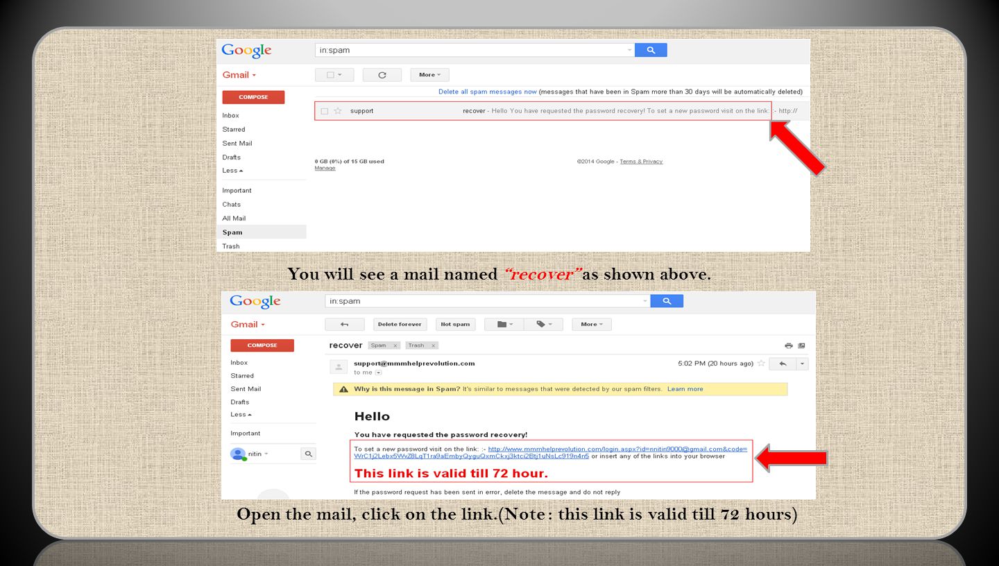 You will see a mail named recover as shown above.