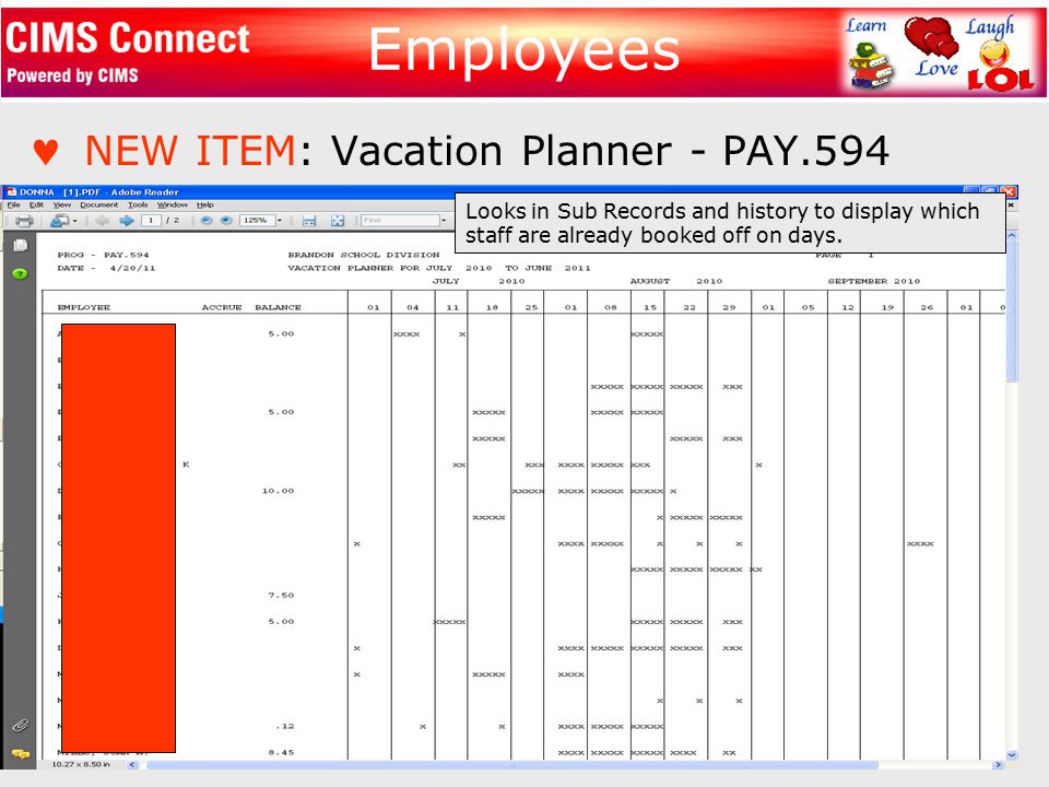 vacation planner for employees