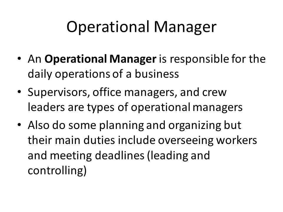 operational manager duties