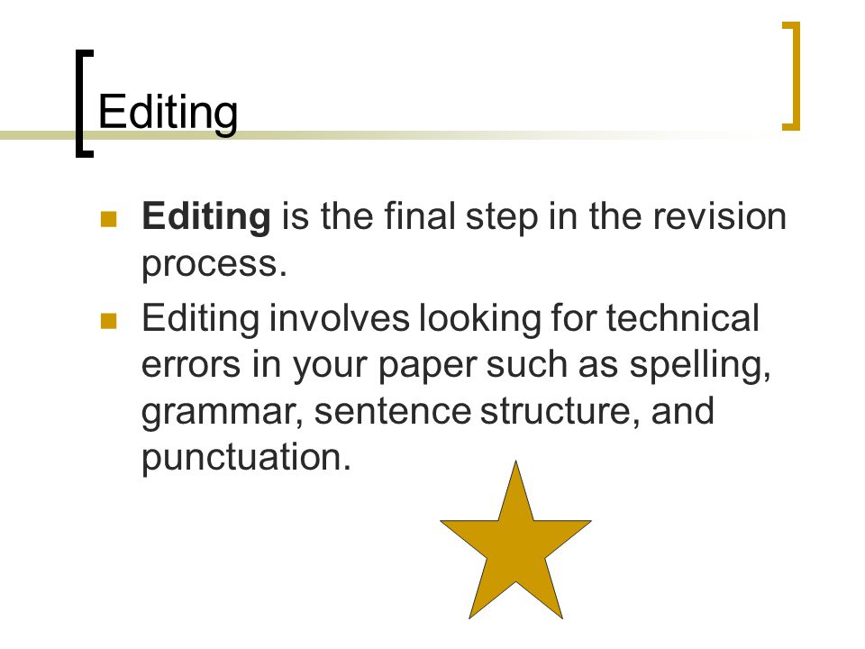 Editing Editing is the final step in the revision process.