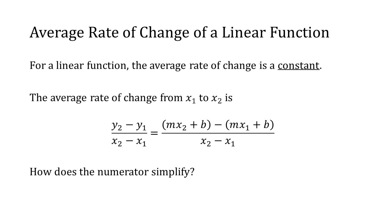 Average Rate of Change of a Linear Function