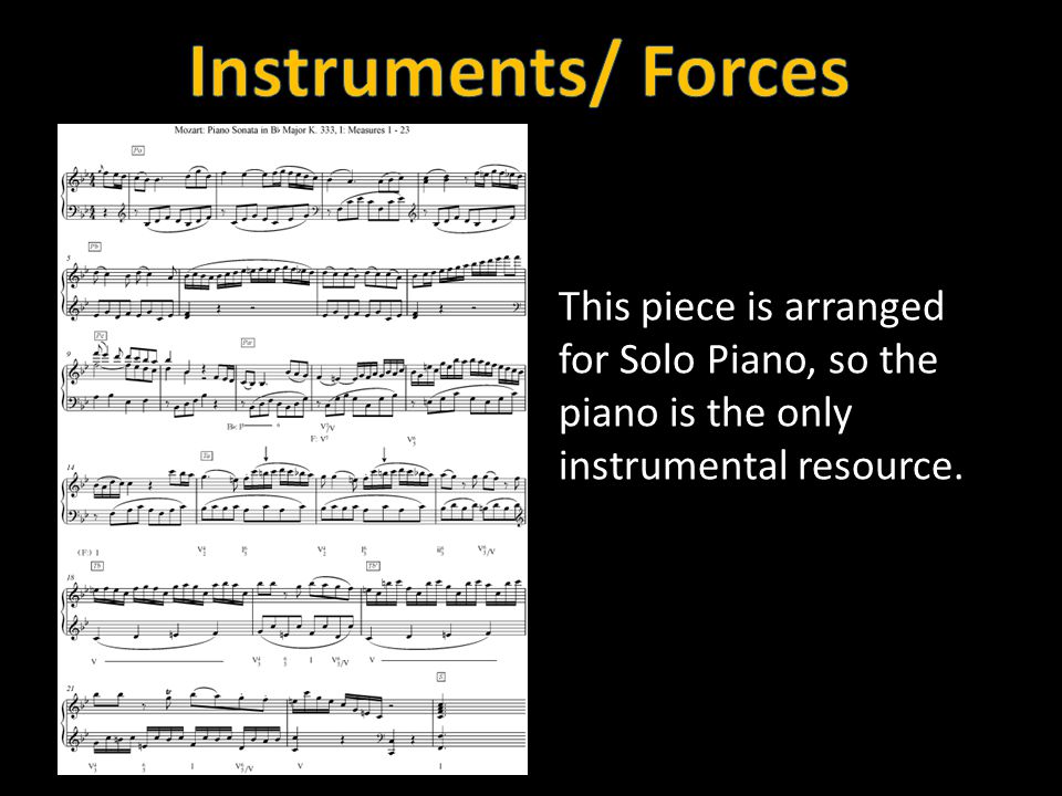 This piece is arranged for Solo Piano, so the piano is the only instrumental resource.