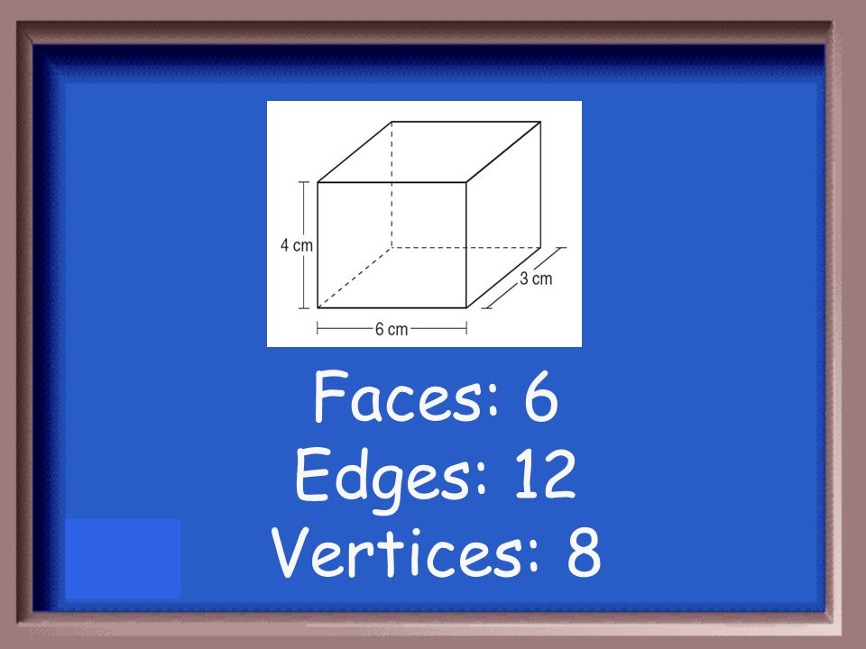 Count the number of faces, edges, and vertices of the figure below :