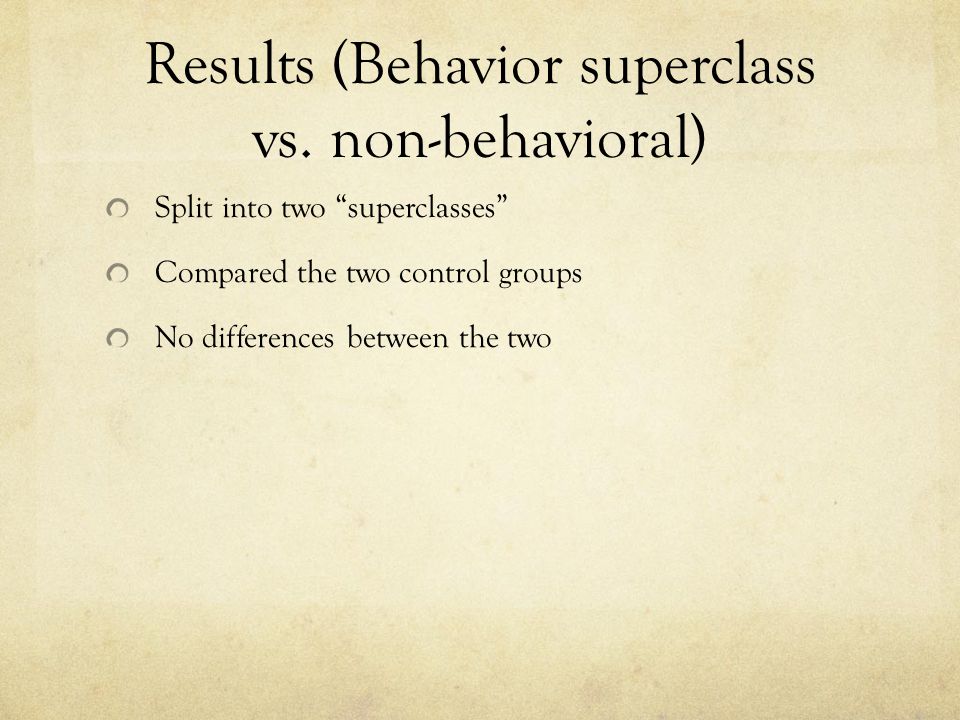 Results (Behavior superclass vs.