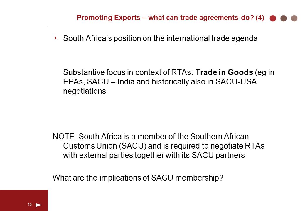 10 Promoting Exports – what can trade agreements do.