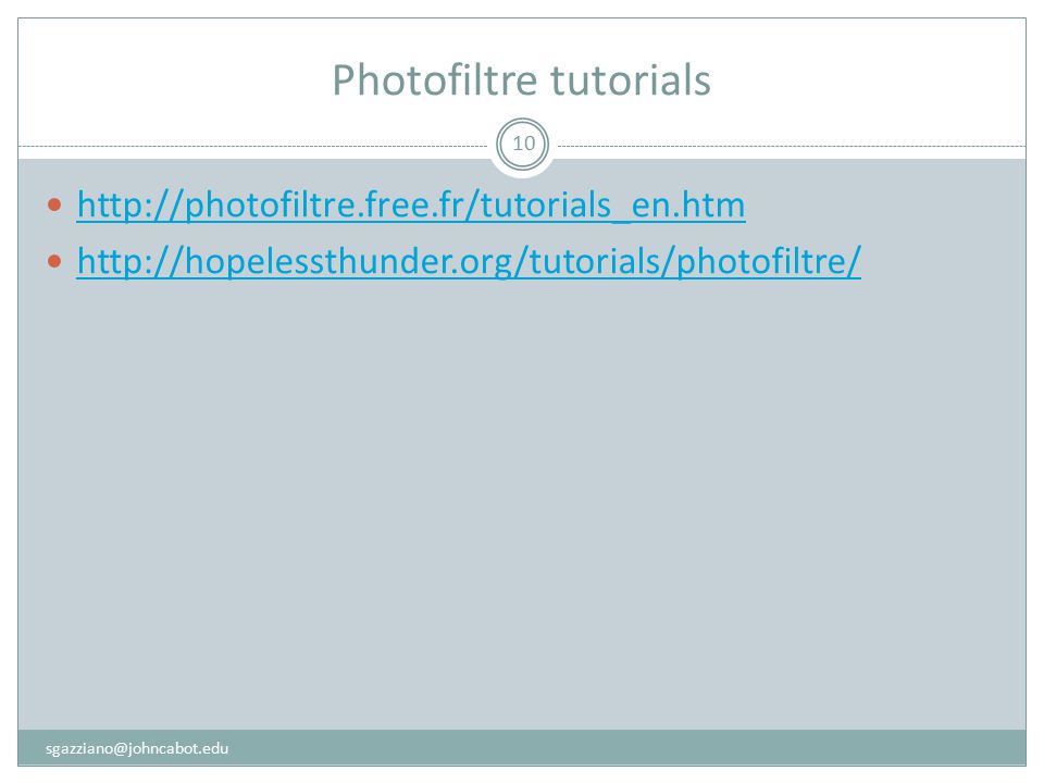 Photofiltre tutorials